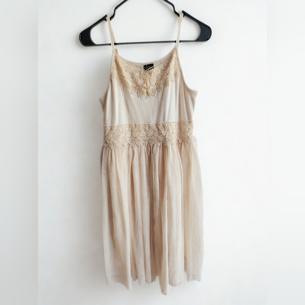 Pink & Violet Girls Dress Size 16 | Cream Lace Tulle Party Dress